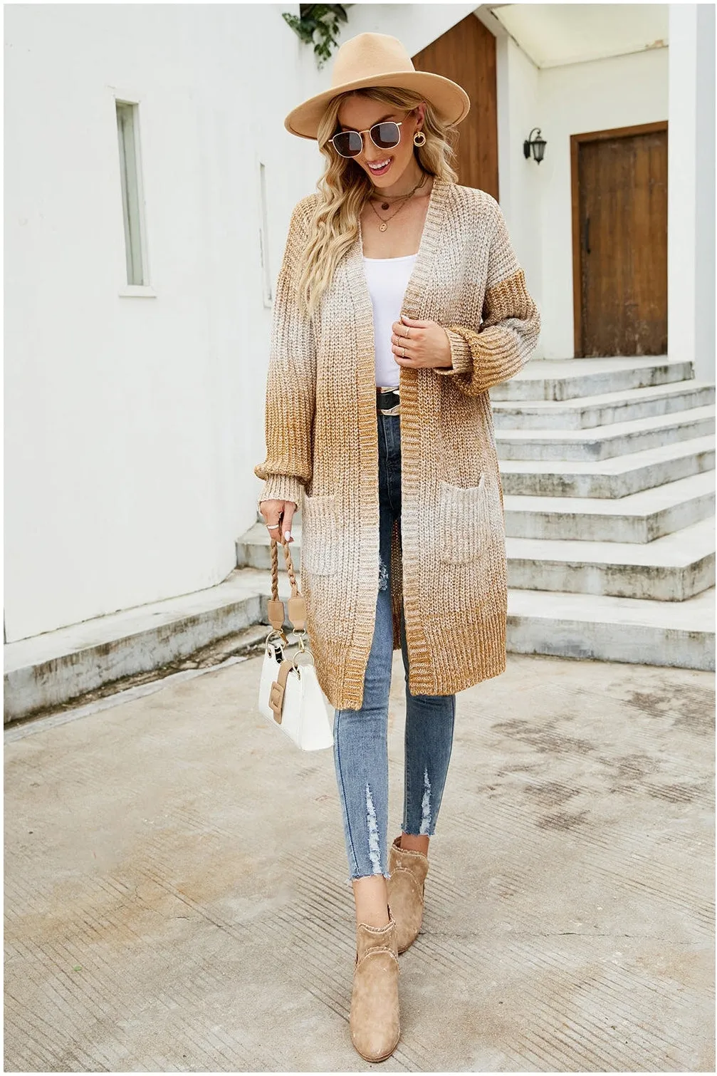 NicholesGifts Women Gradient Open Front Cardigan