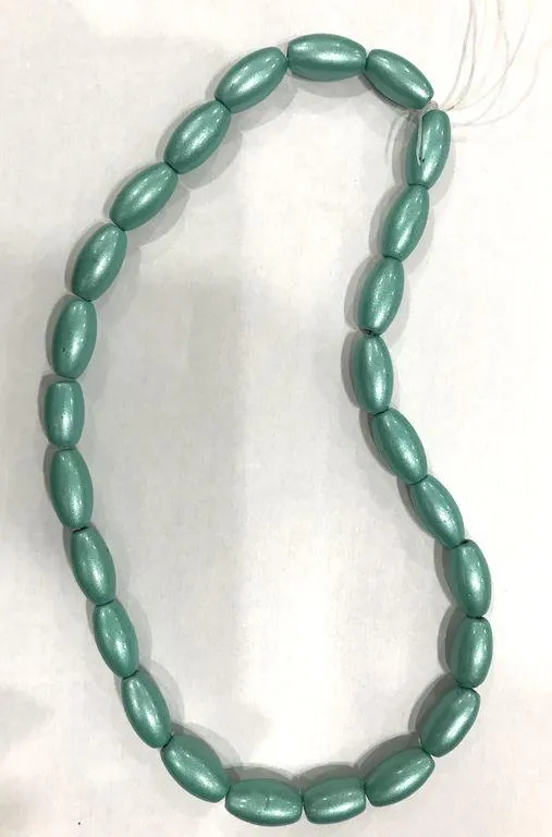 Ocean Blue Glittery Oval Glass Beads