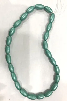 Ocean Blue Glittery Oval Glass Beads