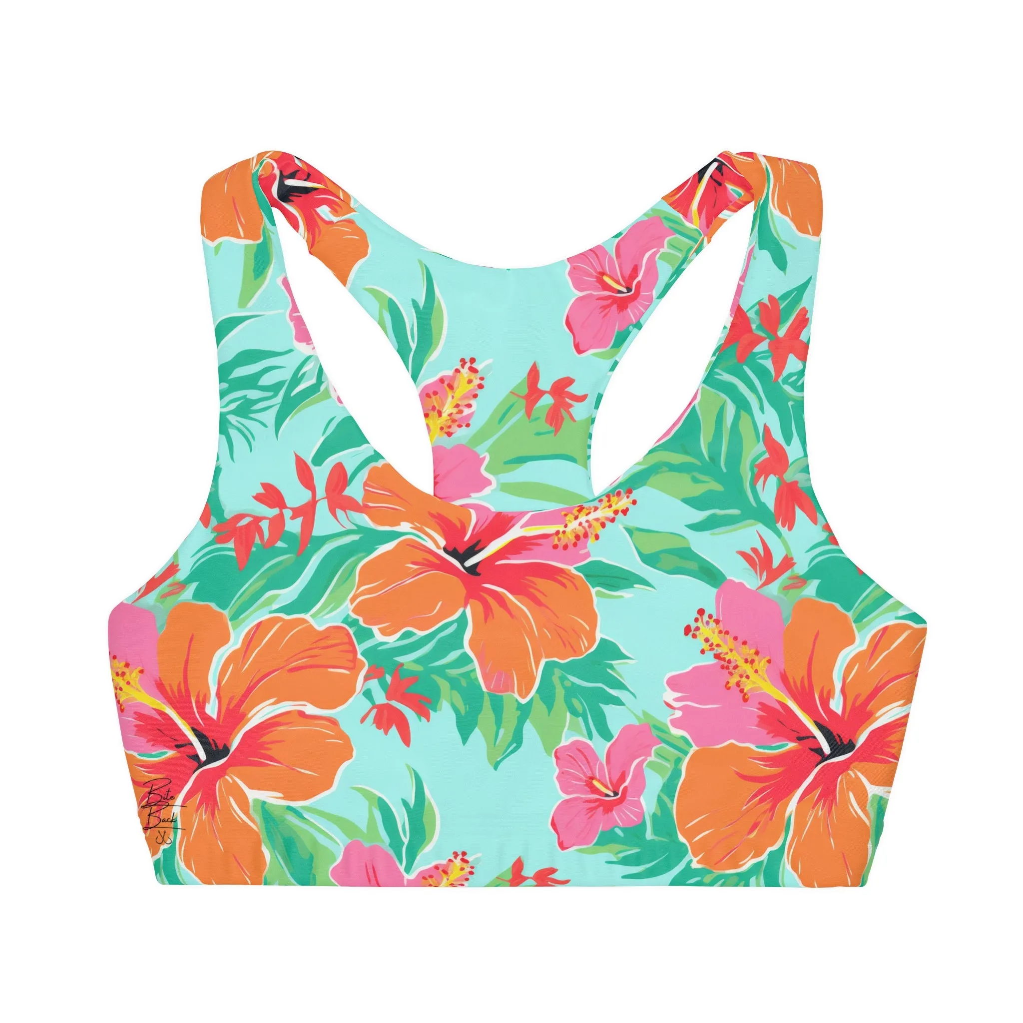 Paradise Hibiscus - Girls' Double Lined Seamless Sports Bra
