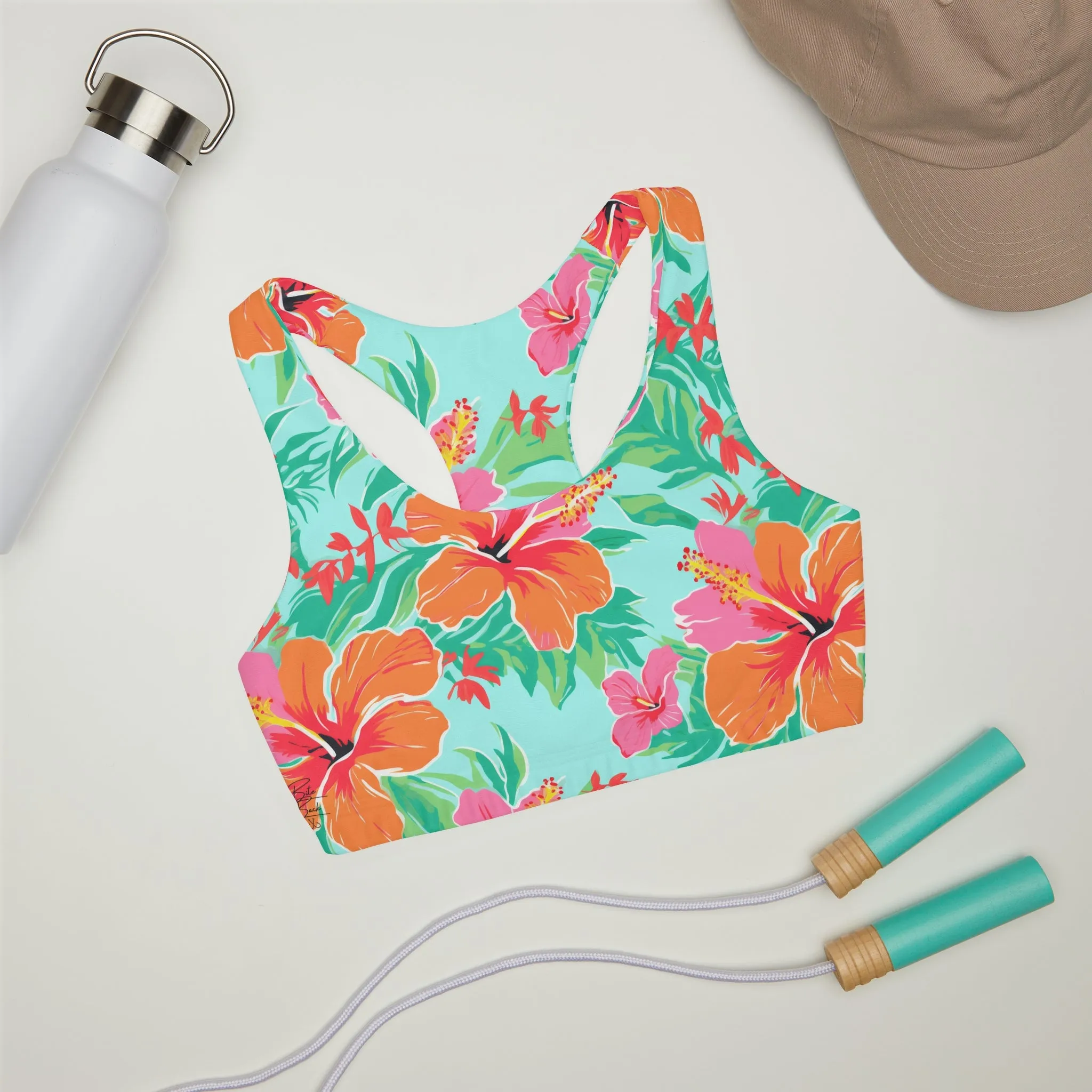 Paradise Hibiscus - Girls' Double Lined Seamless Sports Bra