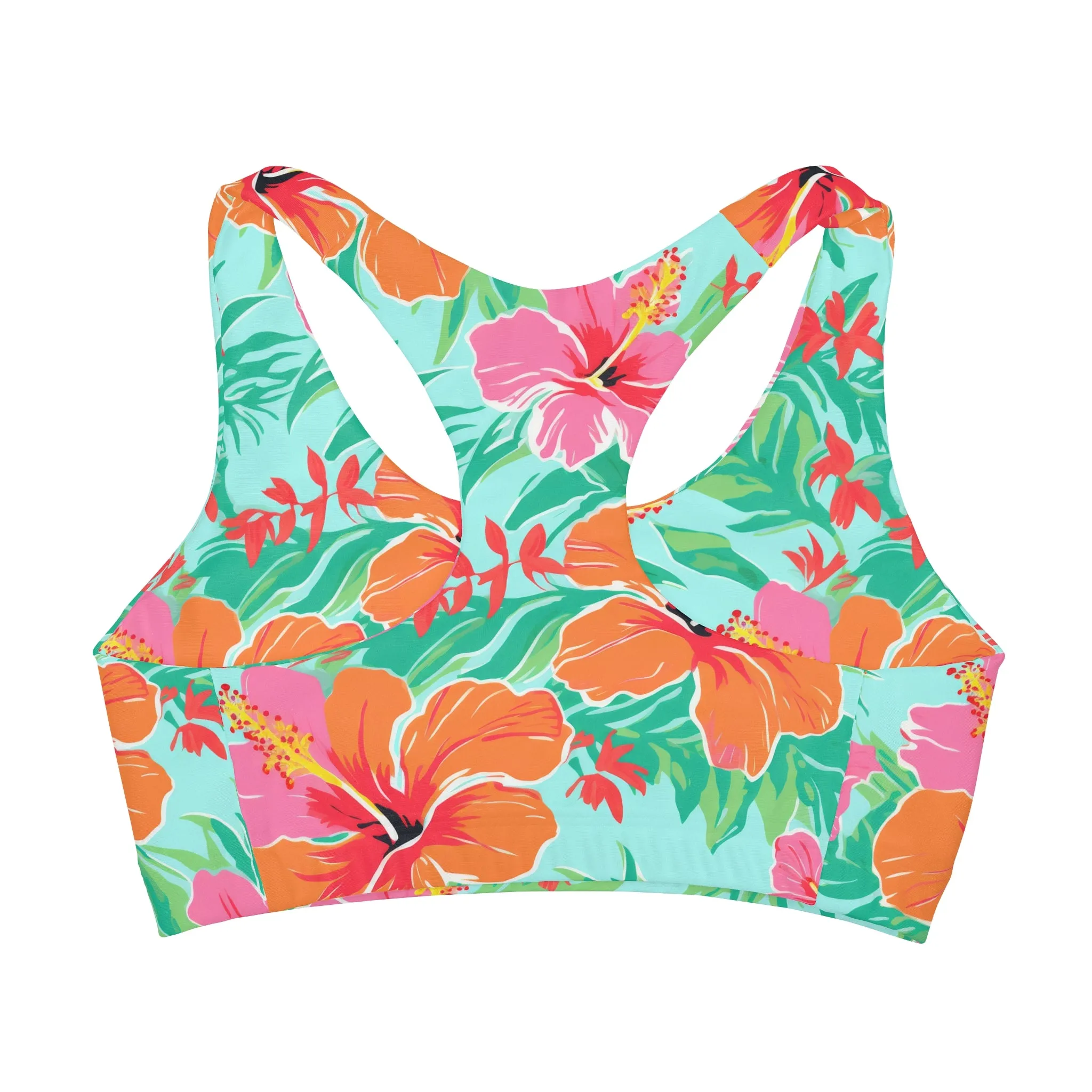 Paradise Hibiscus - Girls' Double Lined Seamless Sports Bra