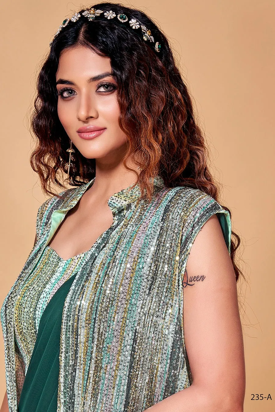 PARTY WEAR READYMADE SAREE D.NO 235-A