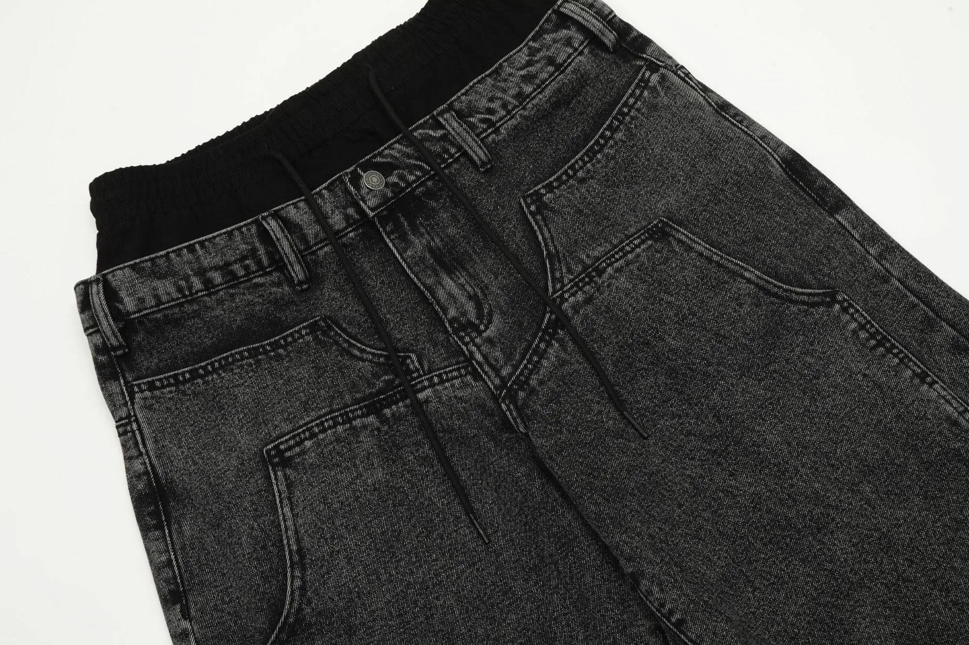 Patchwork Drawstring Jeans