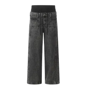 Patchwork Drawstring Jeans