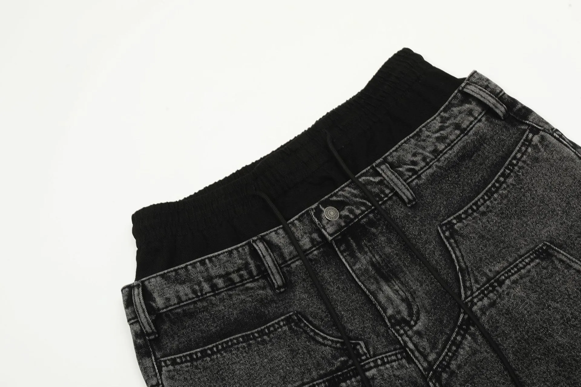 Patchwork Drawstring Jeans