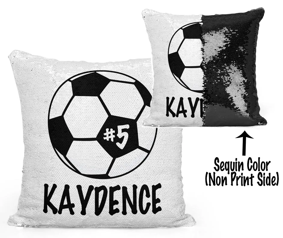 Personalized Soccer Mermaid Sequin Flip Pillow - Choose Your Image