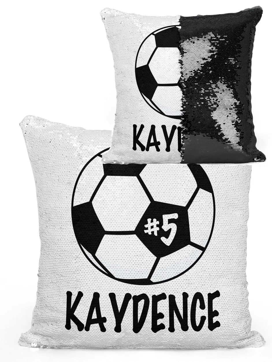 Personalized Soccer Mermaid Sequin Flip Pillow - Choose Your Image