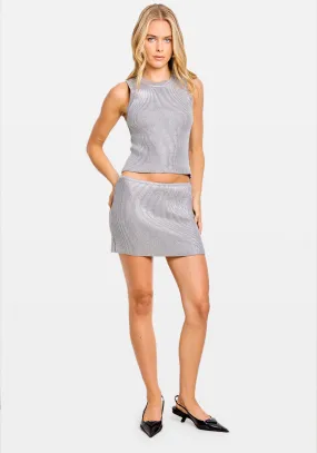 PLATINUM MICRO KNIT SKIRT SILVER