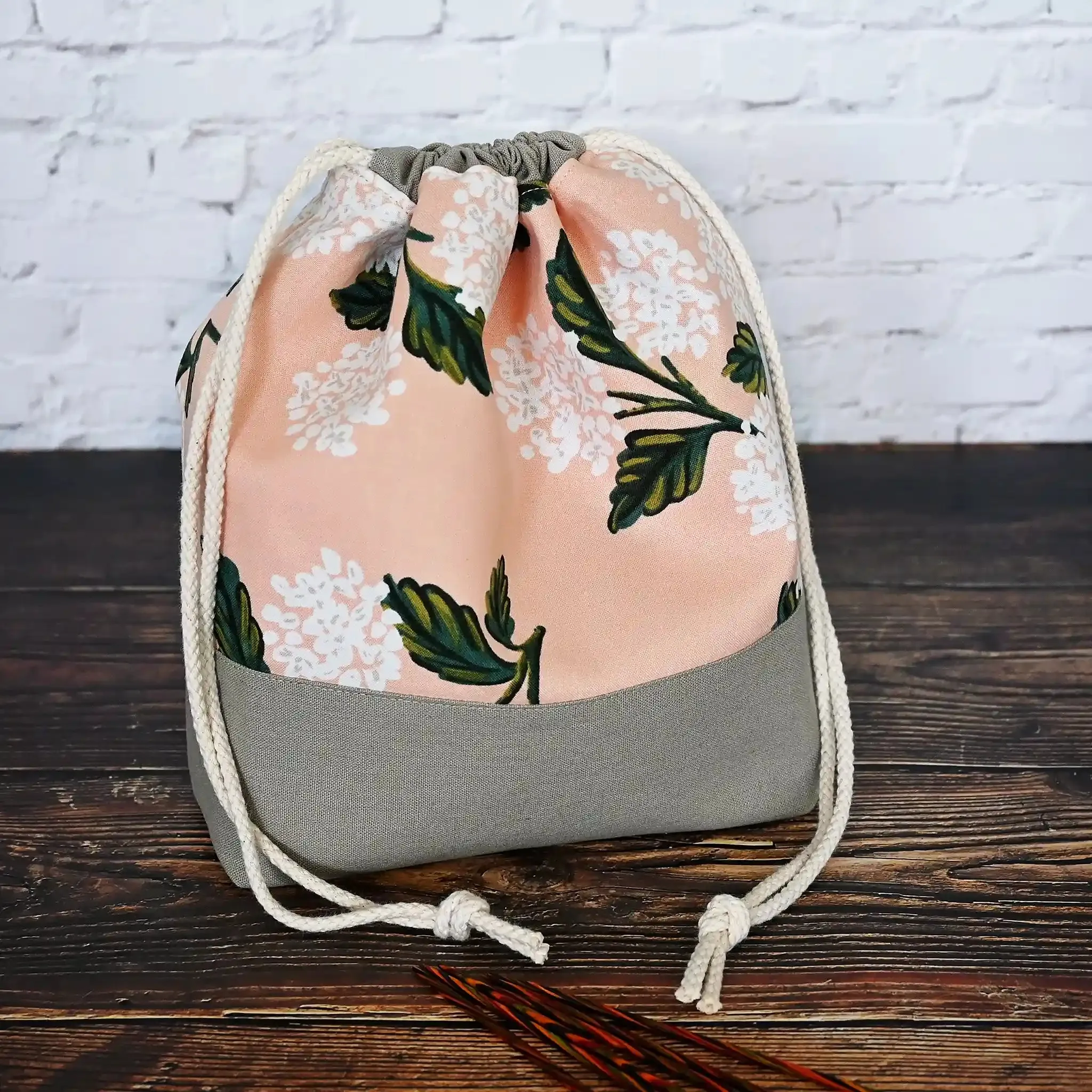 Pretty Peach Hydrangea Project Bag