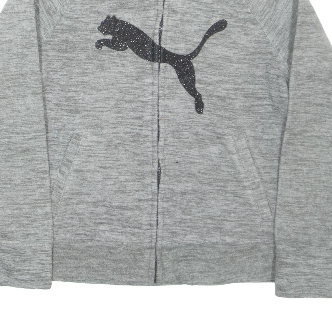 PUMA Glittery Girls Fleece Jacket Grey 9Y