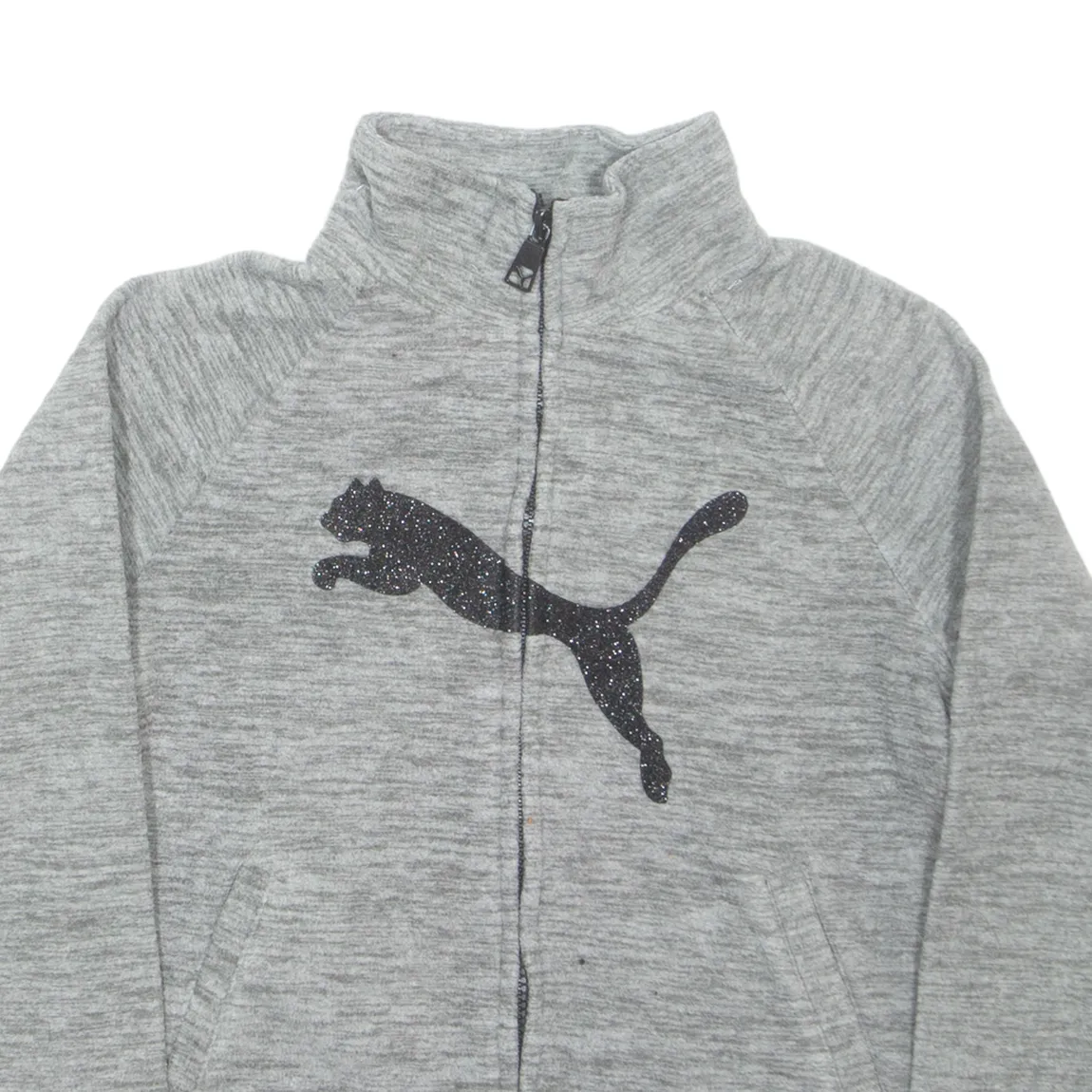 PUMA Glittery Girls Fleece Jacket Grey 9Y