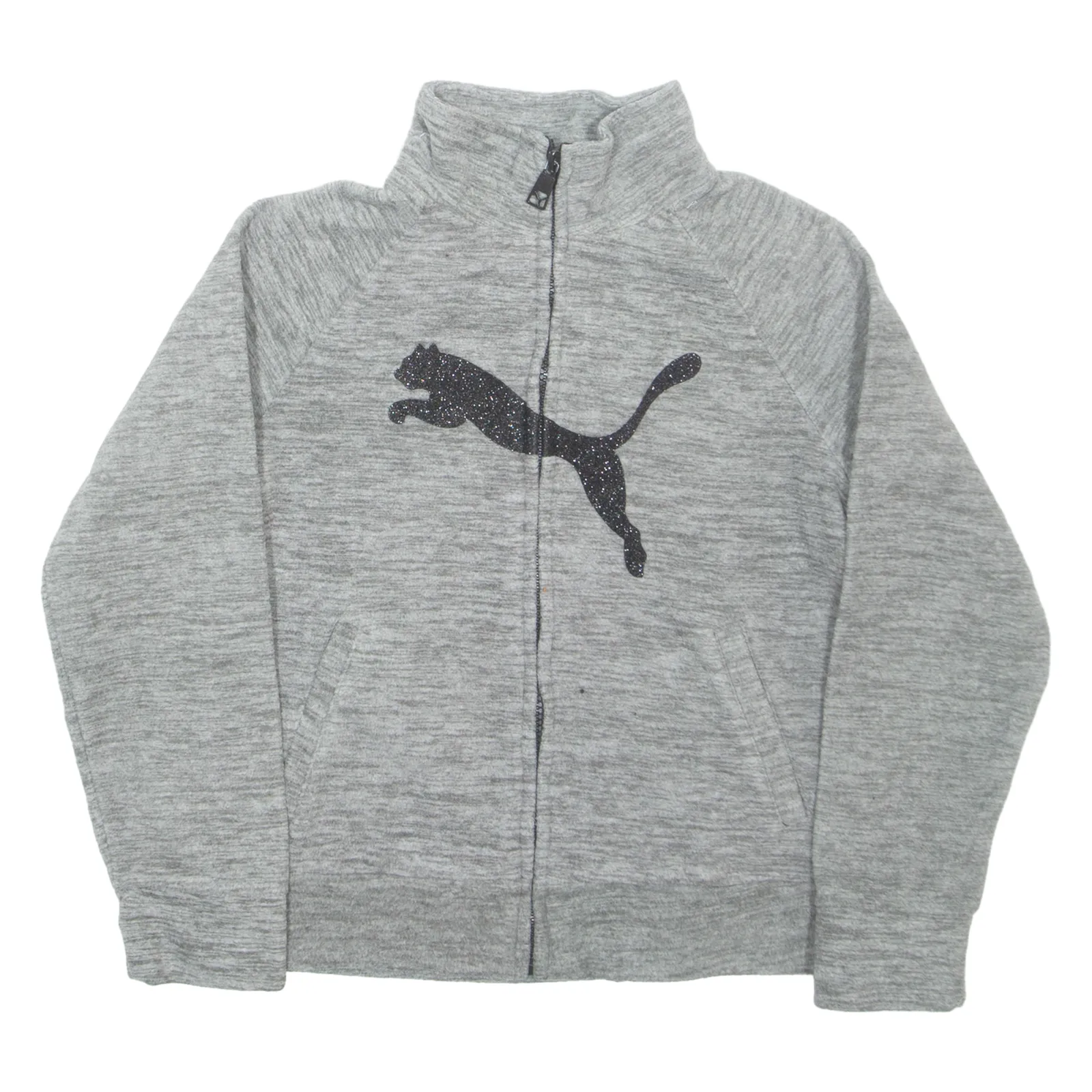 PUMA Glittery Girls Fleece Jacket Grey 9Y