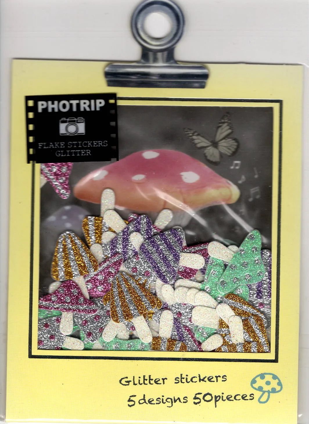 Q-Lia Vintage Mushroom Rare Glittery Sticker Sack