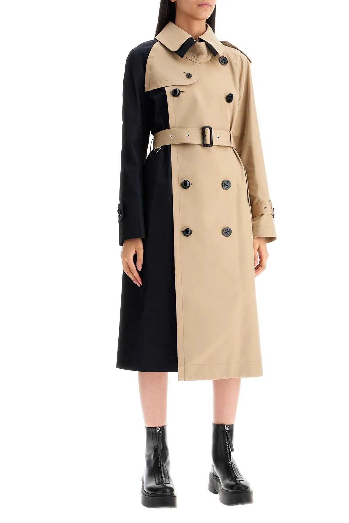 "color block gabardine trench