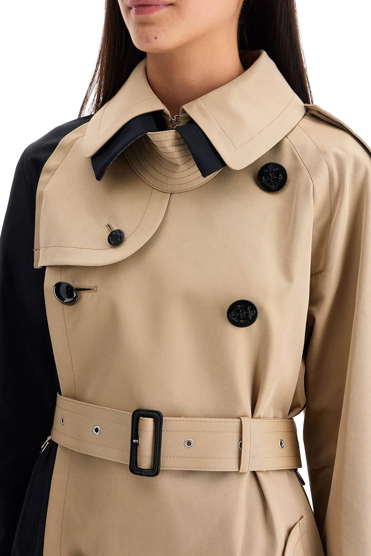 "color block gabardine trench