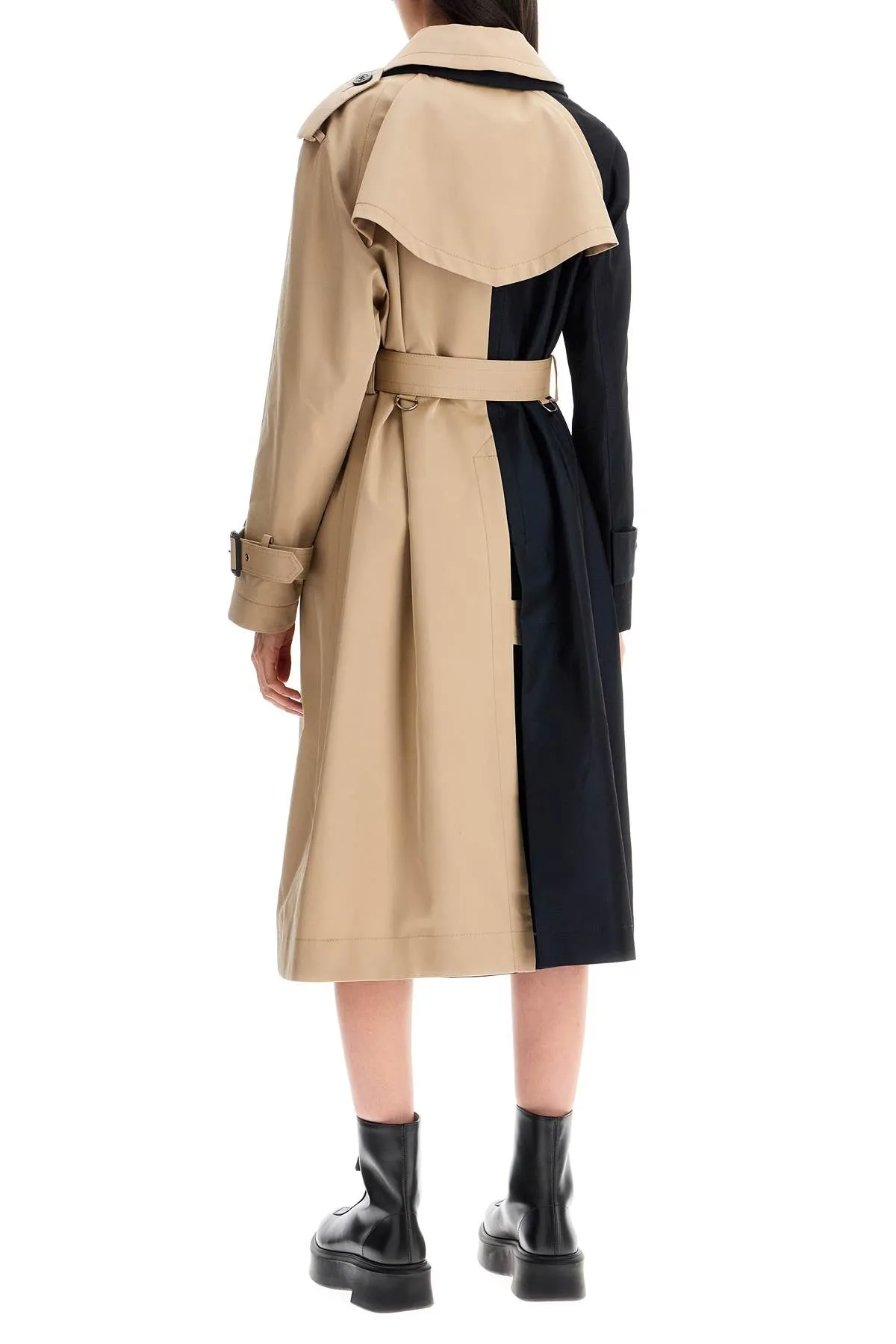 "color block gabardine trench