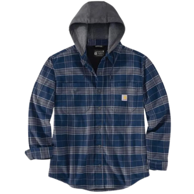Rugged Flex Relaxed Fit Flannel Fleece Lined Hooded Shirt Jac | Navy