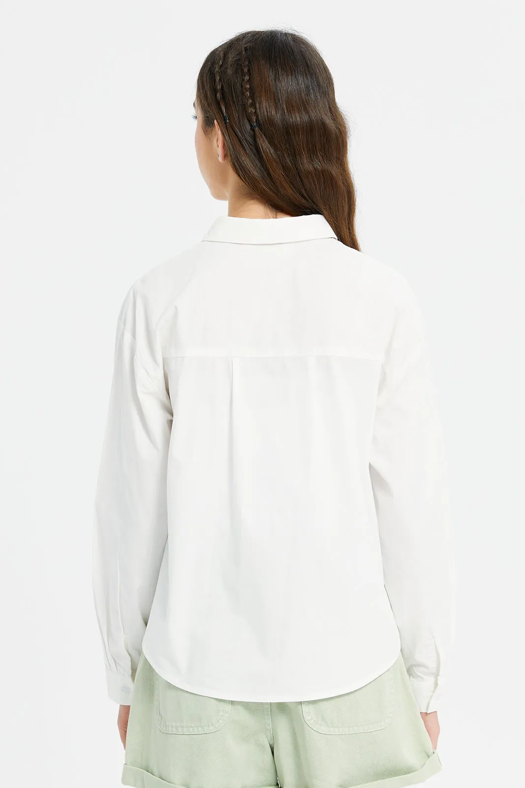 Senior Girls White Blouse Embellished With Pearls