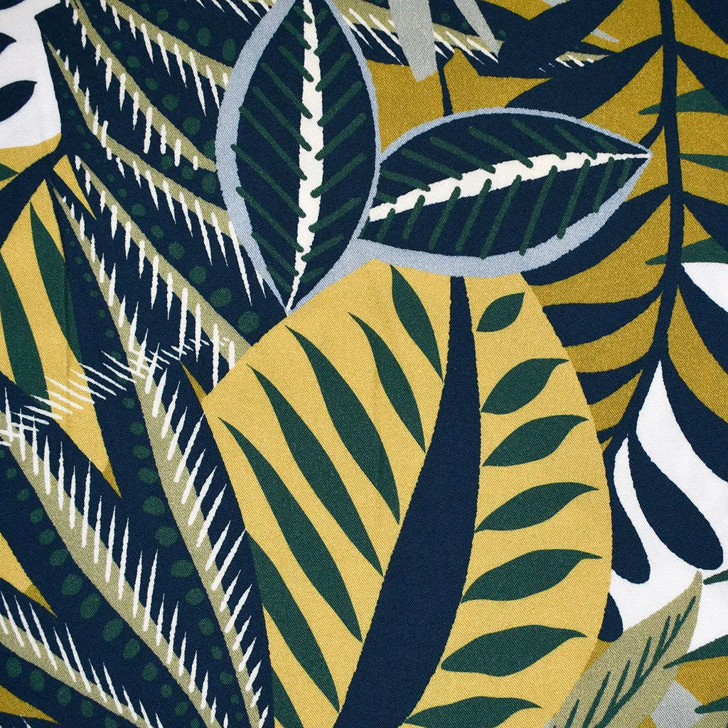 Statement Tropical Leaves Rayon Twill Shirting Olive