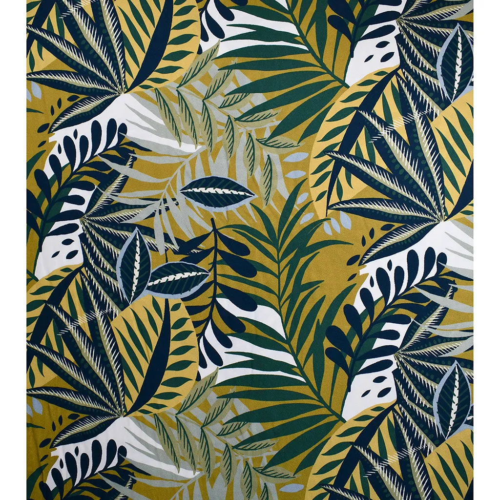 Statement Tropical Leaves Rayon Twill Shirting Olive