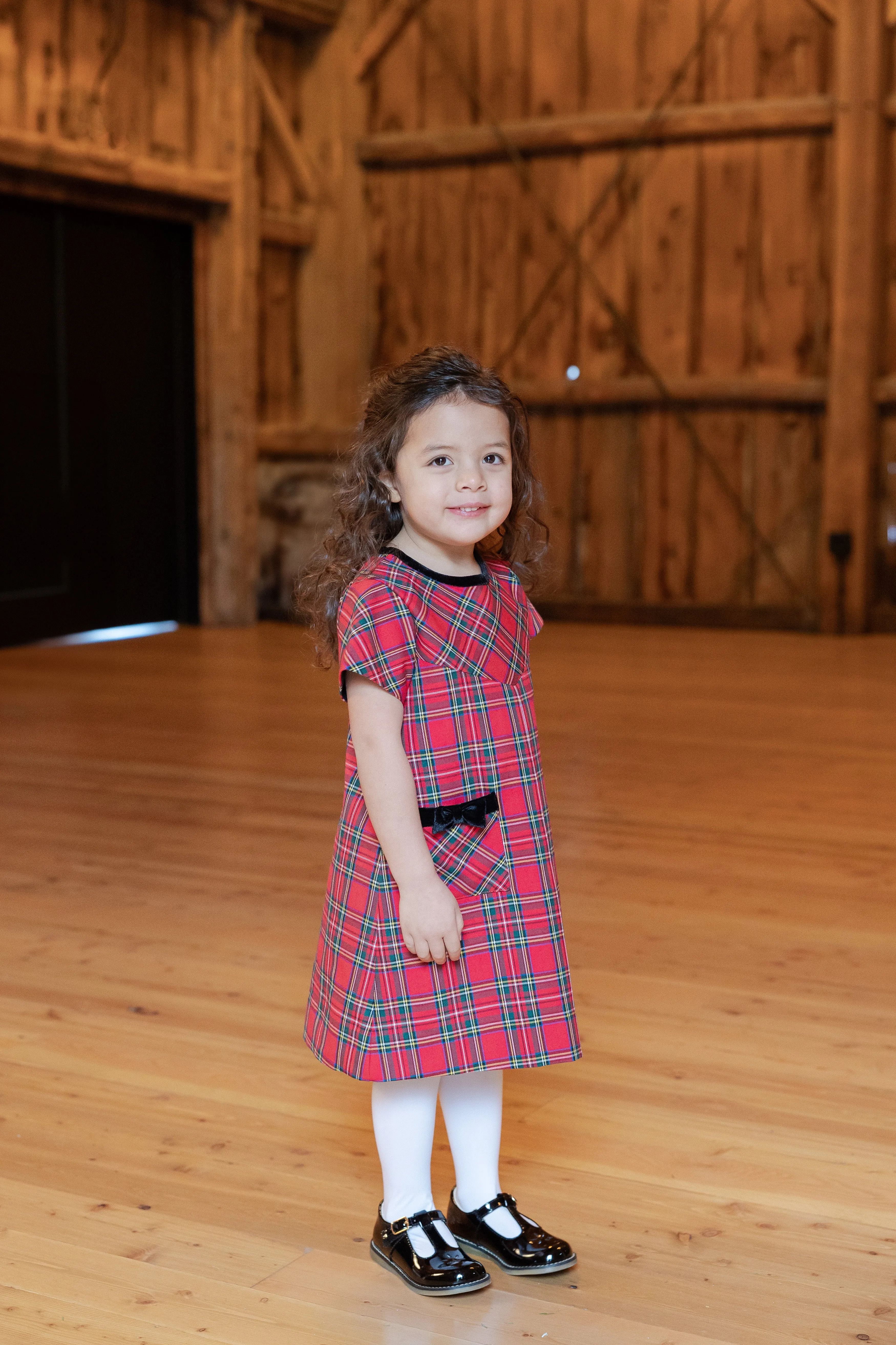 Tartan Plaid Dress With Front Pleat And Pocket